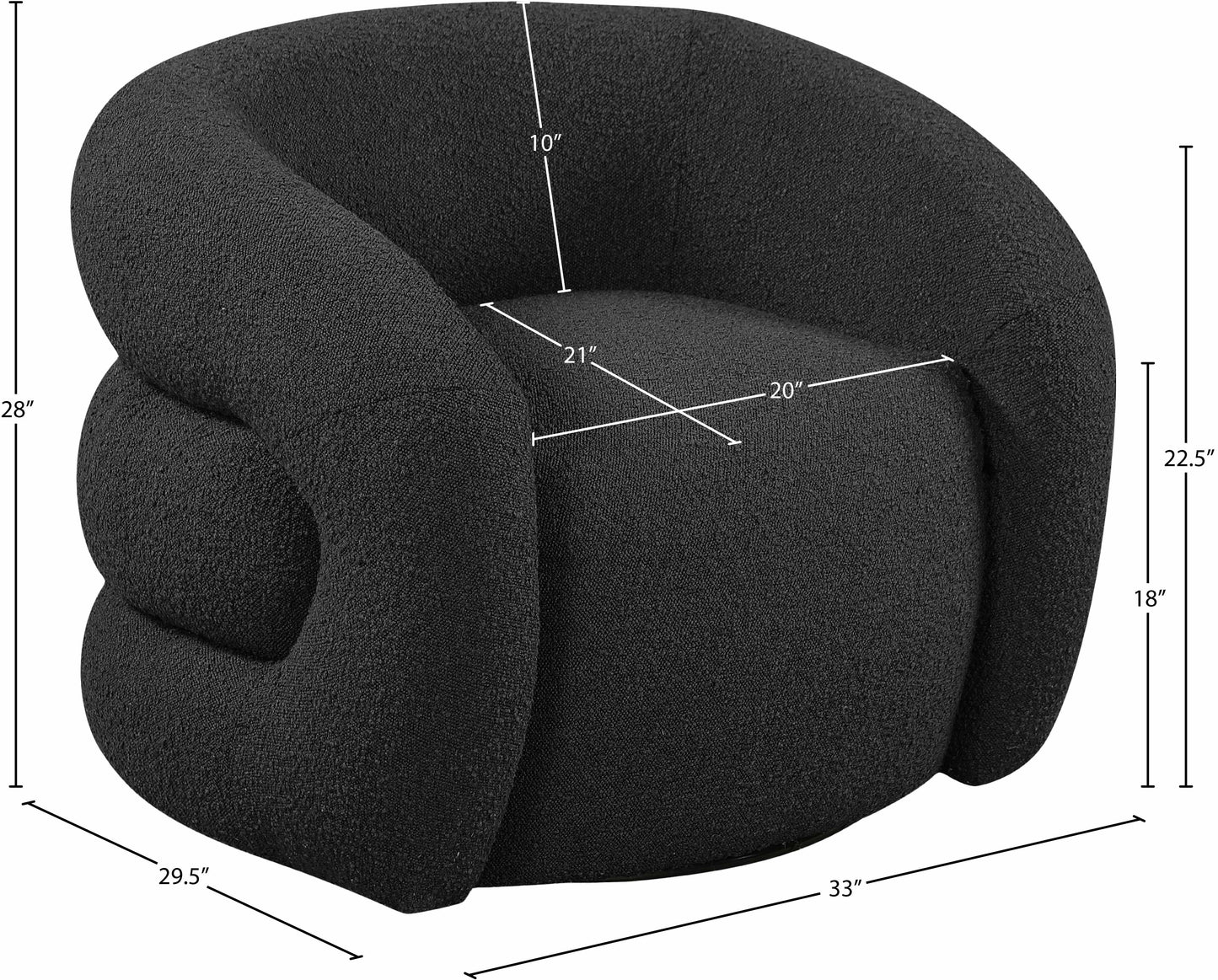 claude black boucle fabric swivel accent chair black