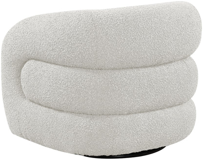 Claude Cream Boucle Fabric Swivel Accent Chair Cream