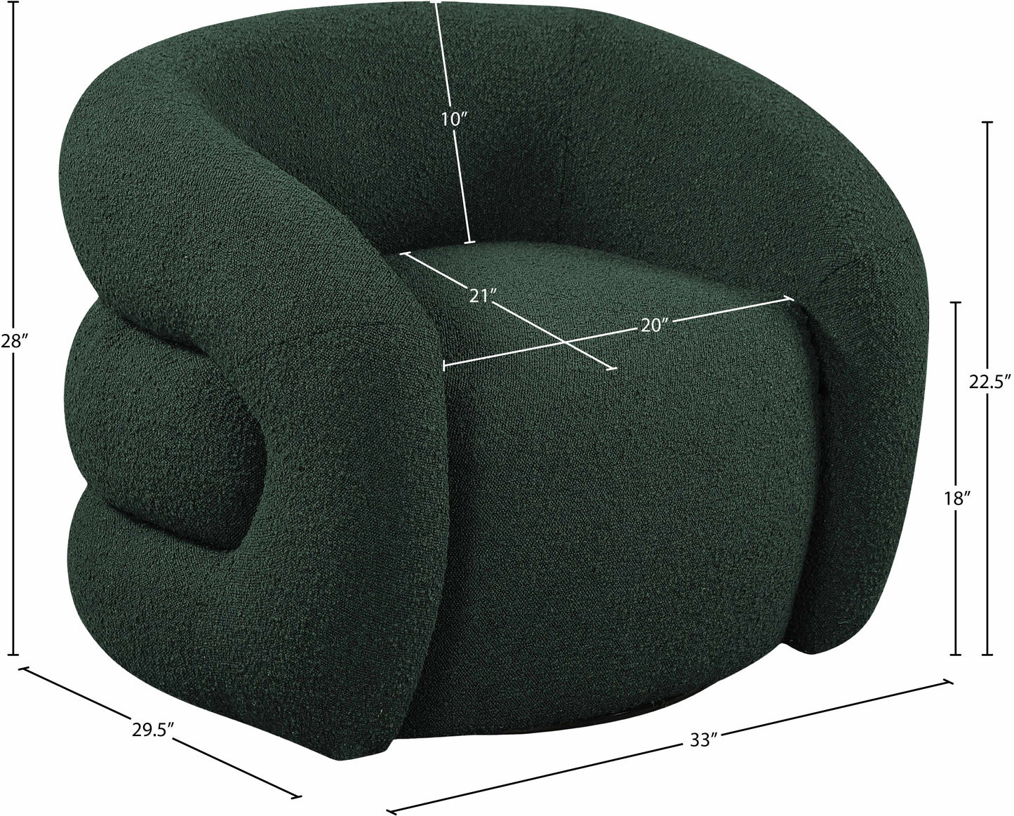 claude green boucle fabric swivel accent chair green