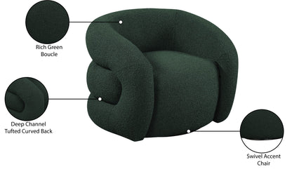 Claude Green Boucle Fabric Swivel Accent Chair Green