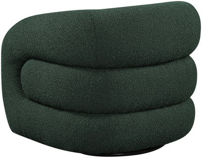 Claude Green Boucle Fabric Swivel Accent Chair Green