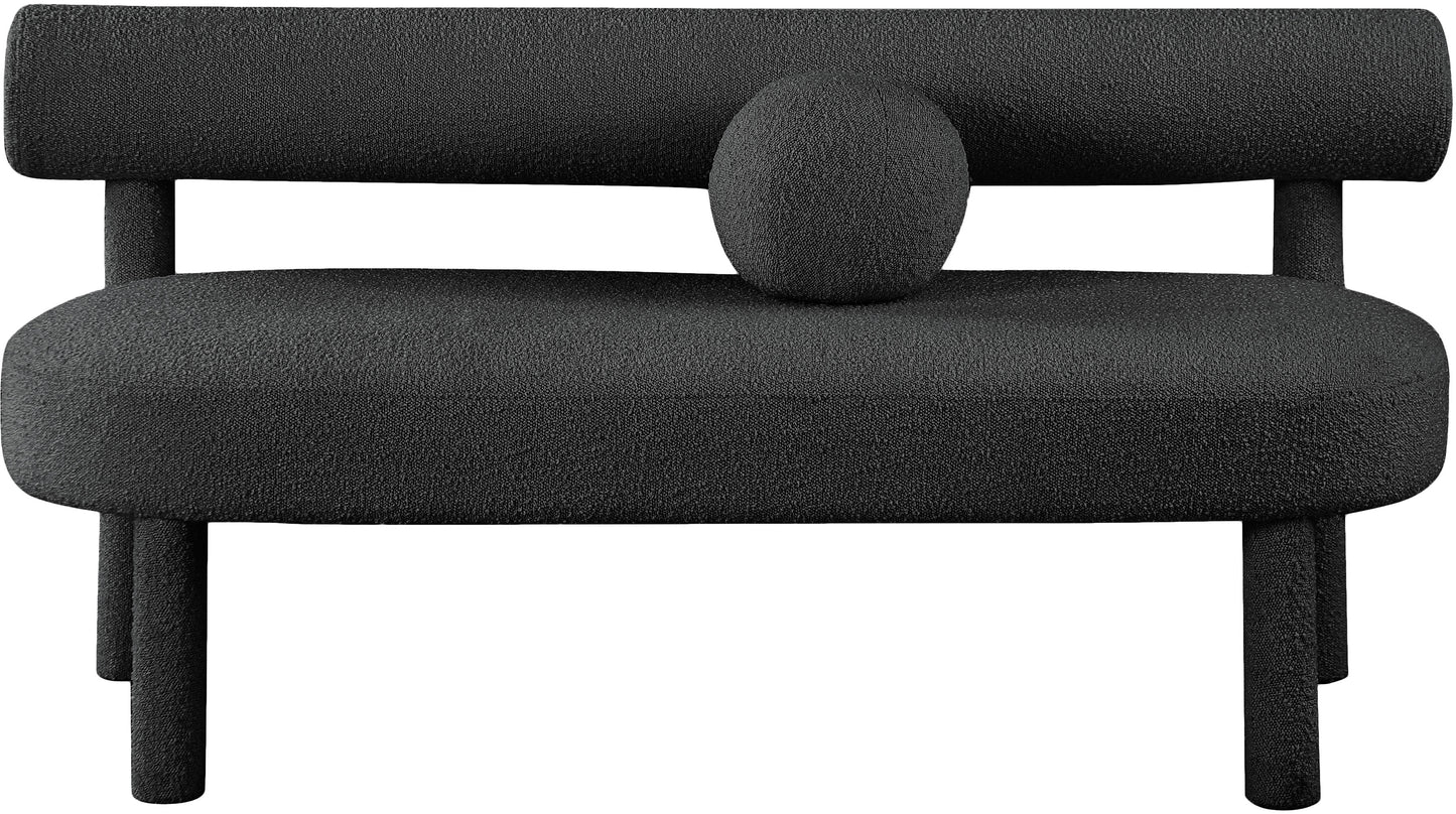 elle black boucle fabric bench black