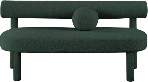 Elle Green Boucle Fabric Bench Green