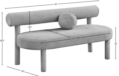 Elle Grey Boucle Fabric Bench Grey