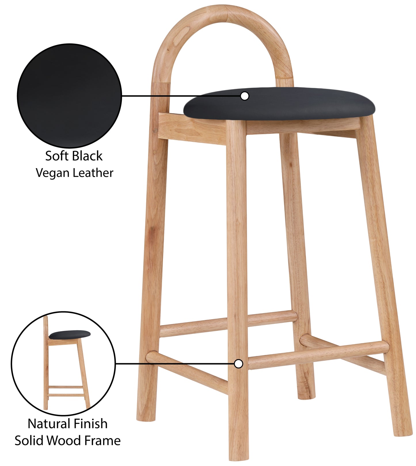 infinity black vegan leather stool