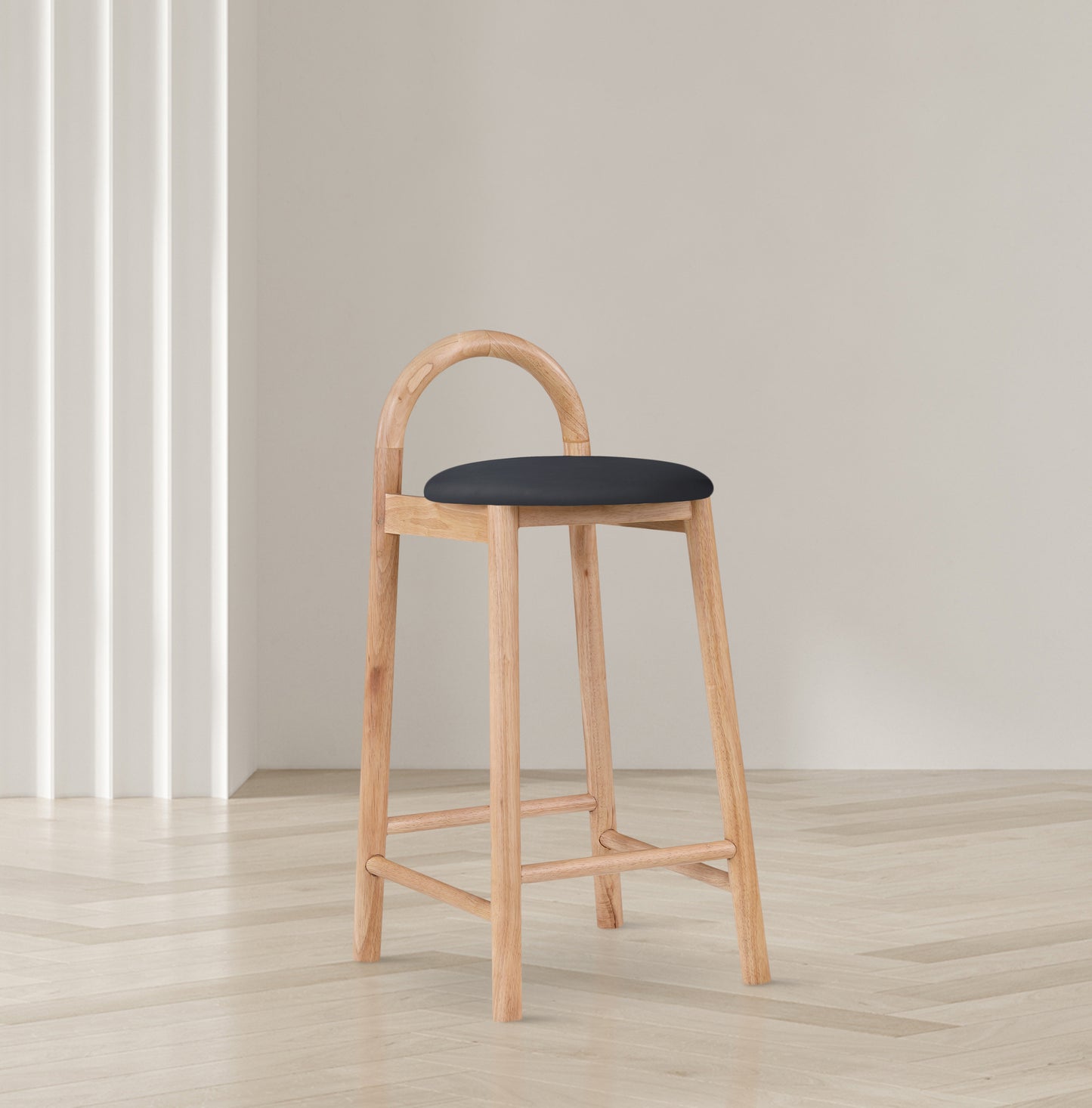 infinity black vegan leather stool