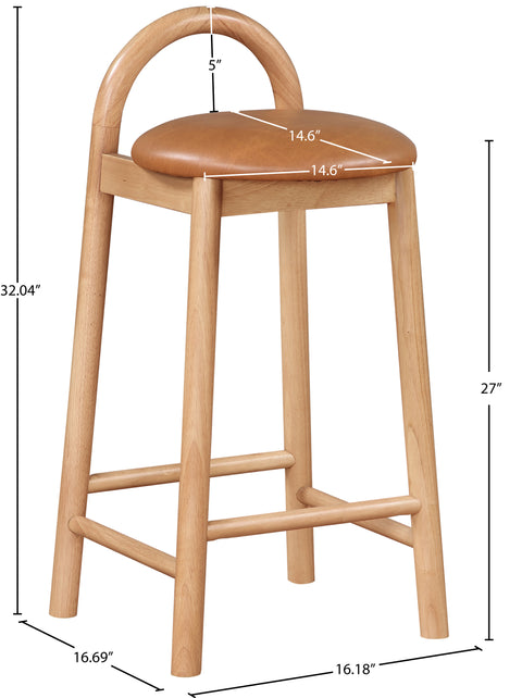 Heidi Cognac Faux Leather Stool C