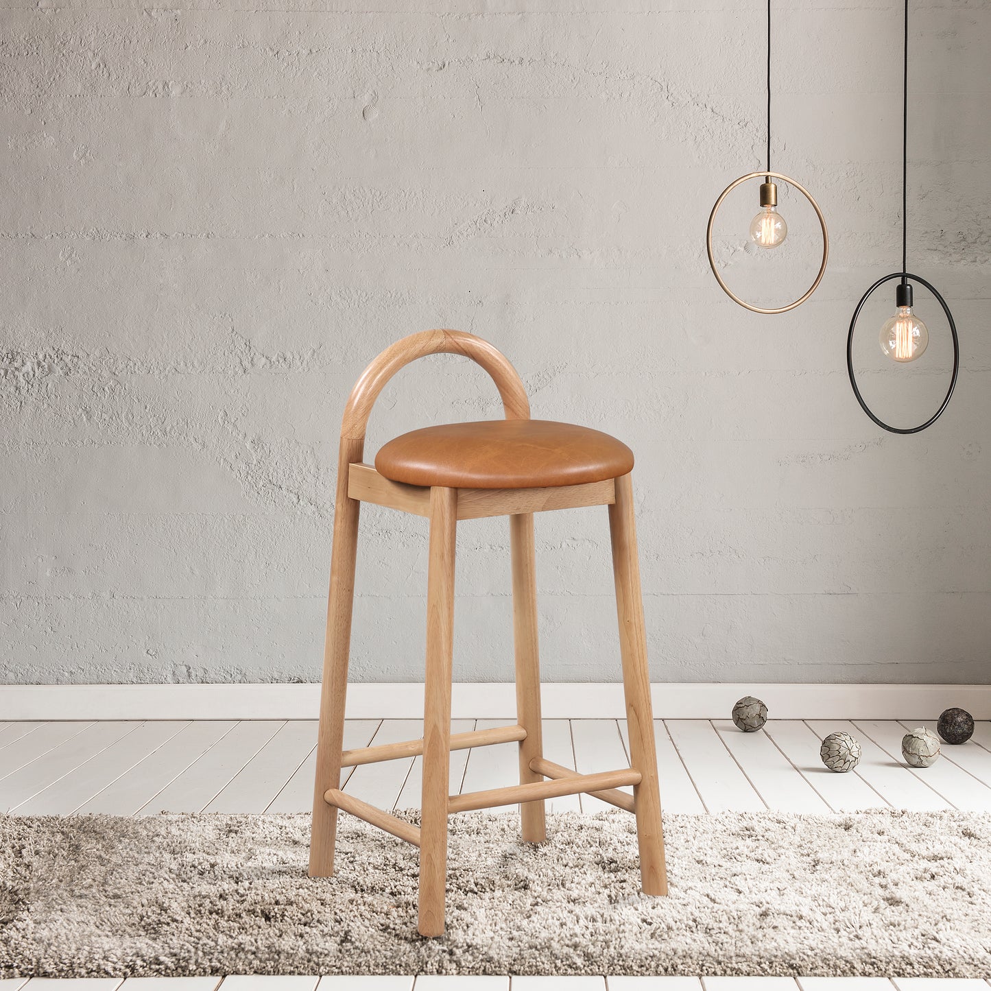 infinity cognac vegan leather stool