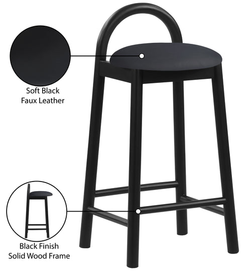 Heidi Black Faux Leather Stool C