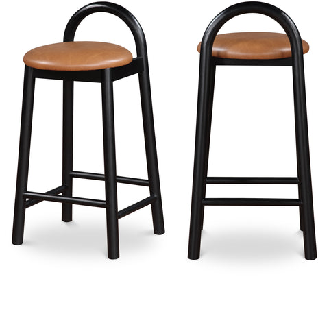 Florence Cognac Vegan Leather Upholstered Counter Stool, 1 Piece (Style 2) (Style 2)