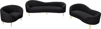 Maddox Black Boucle Fabric Loveseat L