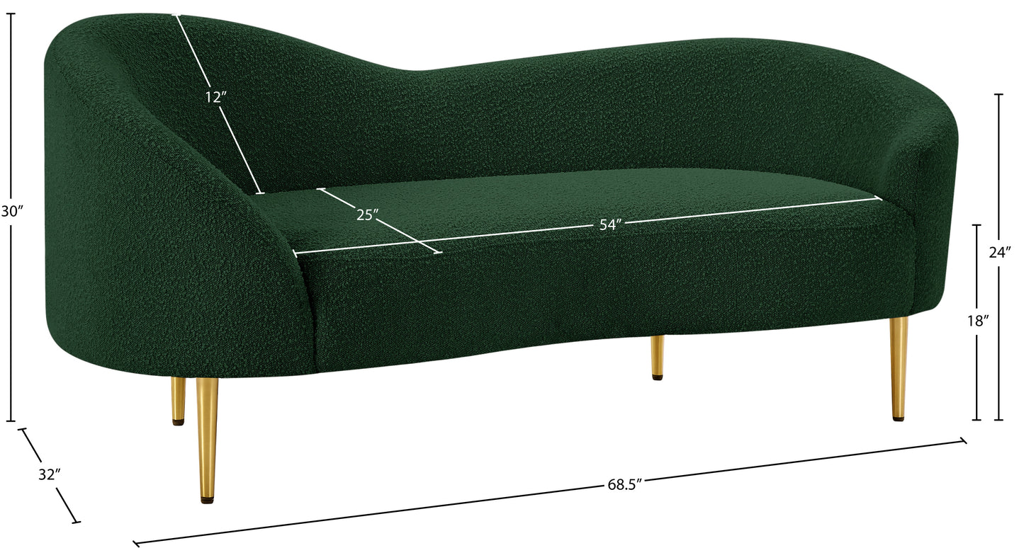 maddox green boucle fabric loveseat l