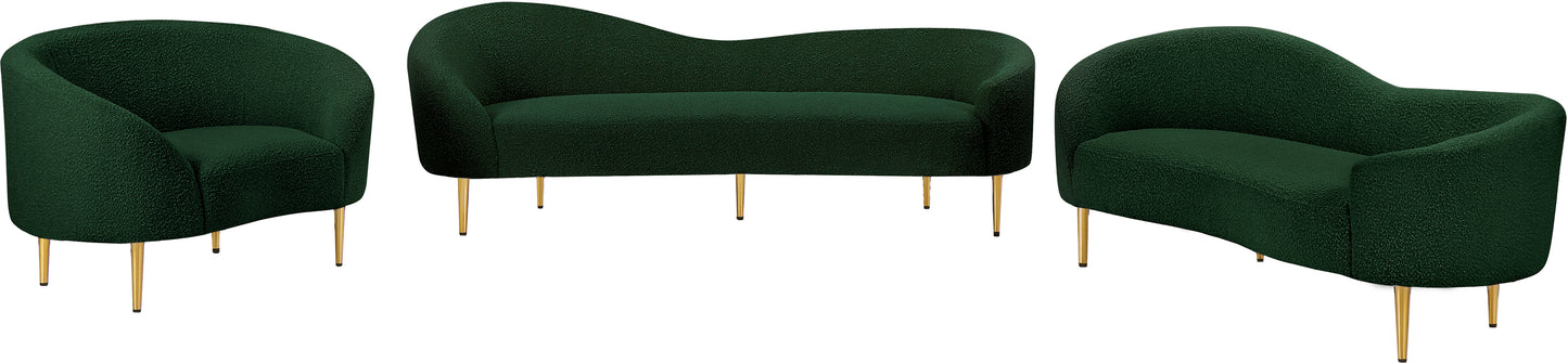 maddox green boucle fabric loveseat l