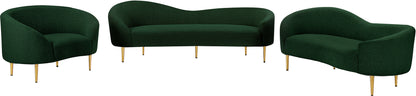 Maddox Green Boucle Fabric Loveseat L