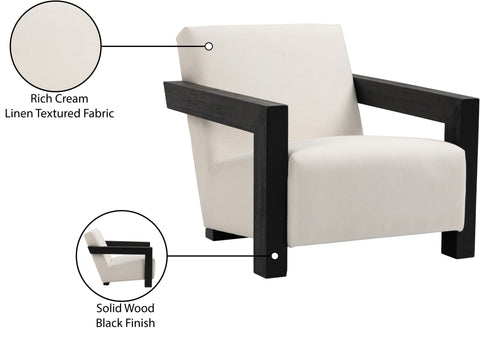 Piper Cream Linen Textured Fabric Upholstered Accent Chair, 1 Piece