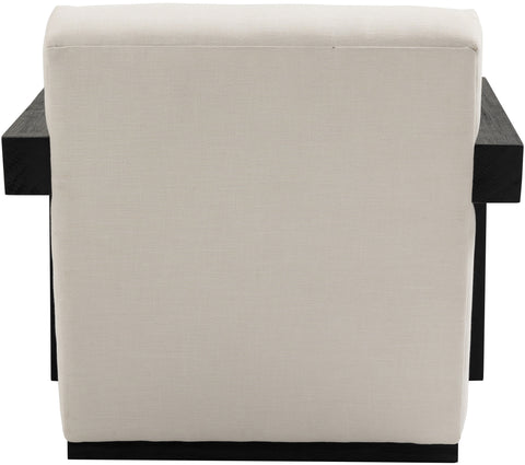 Piper Cream Linen Textured Fabric Upholstered Accent Chair, 1 Piece