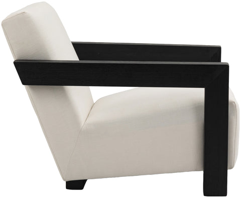 Piper Cream Linen Textured Fabric Upholstered Accent Chair, 1 Piece