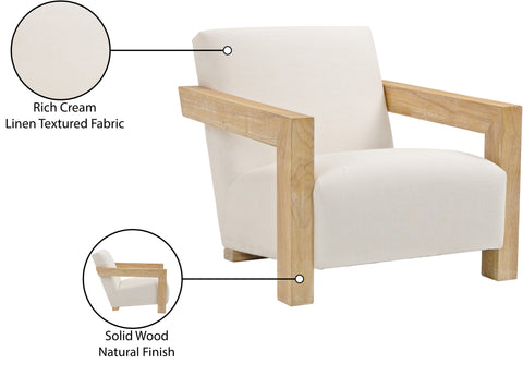 Piper Cream Linen Textured Fabric Upholstered Accent Chair, 1 Piece (Style 2)