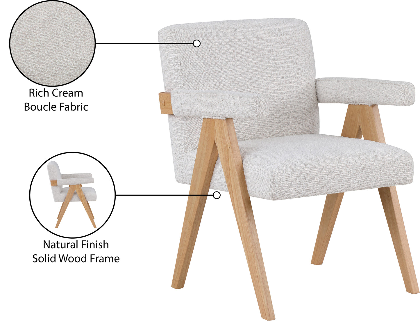 donatella cream boucle fabric accent chair cream