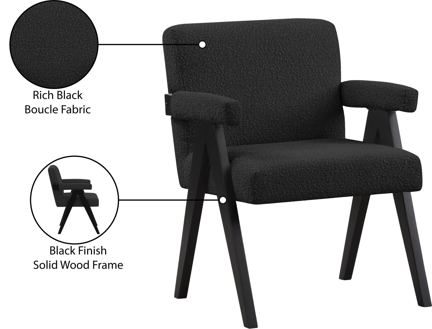 donatella black boucle fabric accent chair black