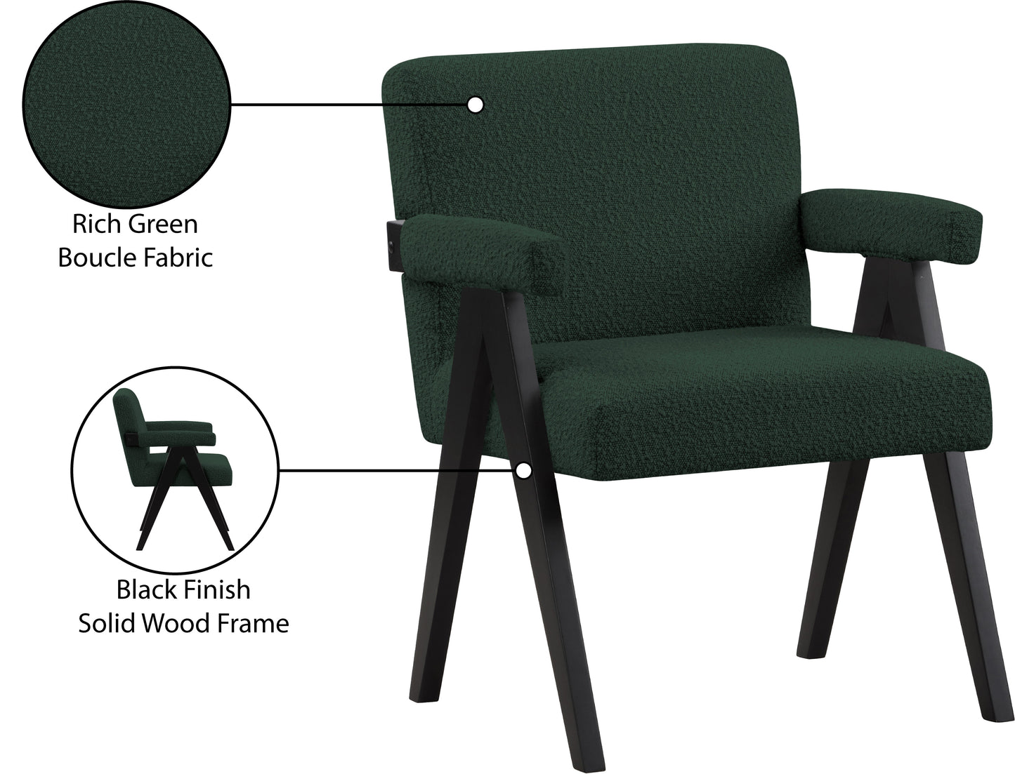 donatella green boucle fabric accent chair green