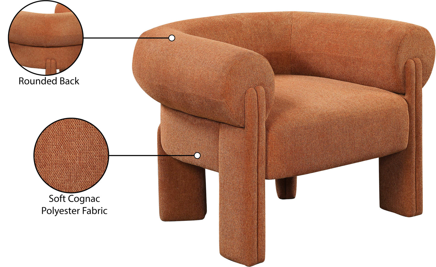 emerson cognac polyester fabric accent chair cognac