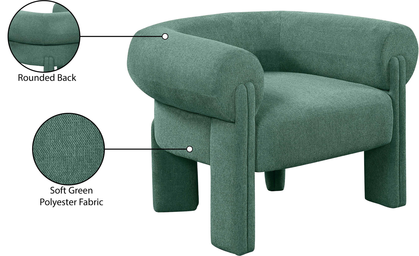 emerson green polyester fabric accent chair green