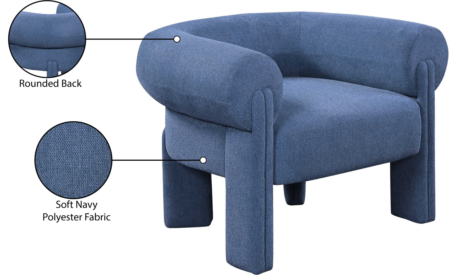 emerson navy polyester fabric accent chair navy