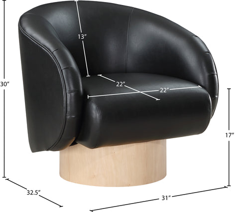 Selene Black Vegan Leather Upholstered Swivel Accent Chair, 1 Piece