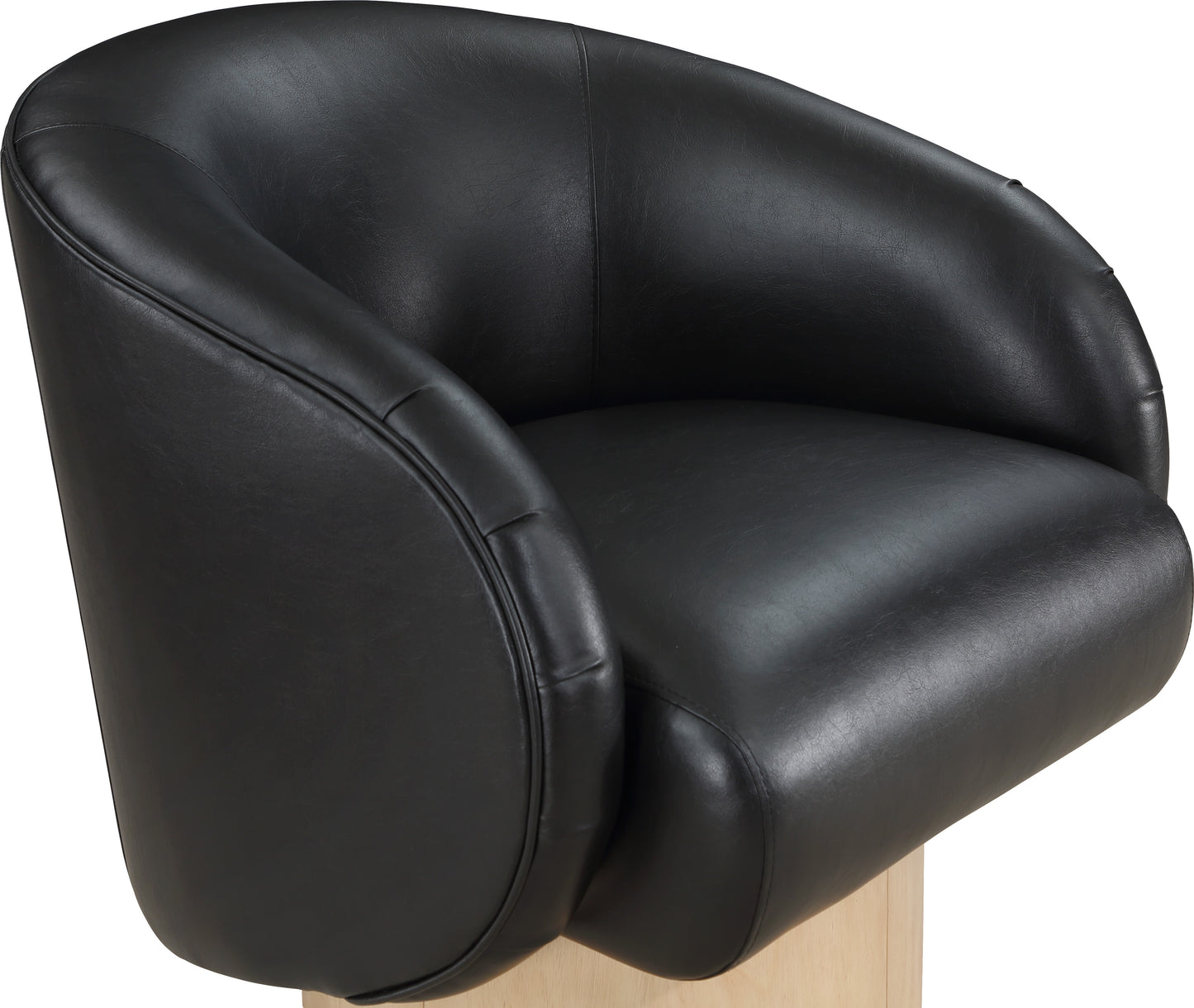 ease black faux leather swivel accent chair black