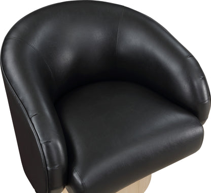 Ease Black Faux Leather Swivel Accent Chair Black