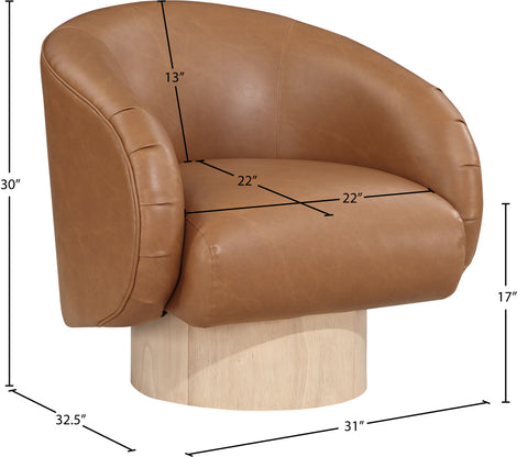 Selene Cognac Vegan Leather Upholstered Swivel Accent Chair, 1 Piece