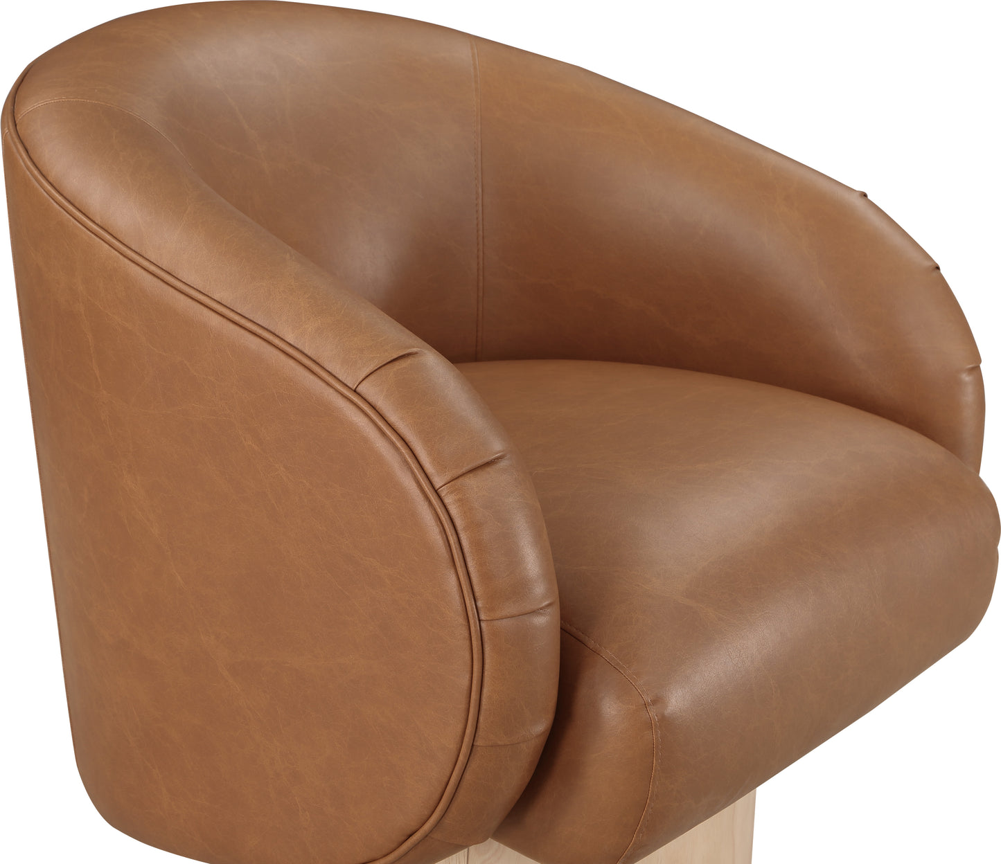 ease cognac faux leather swivel accent chair cognac