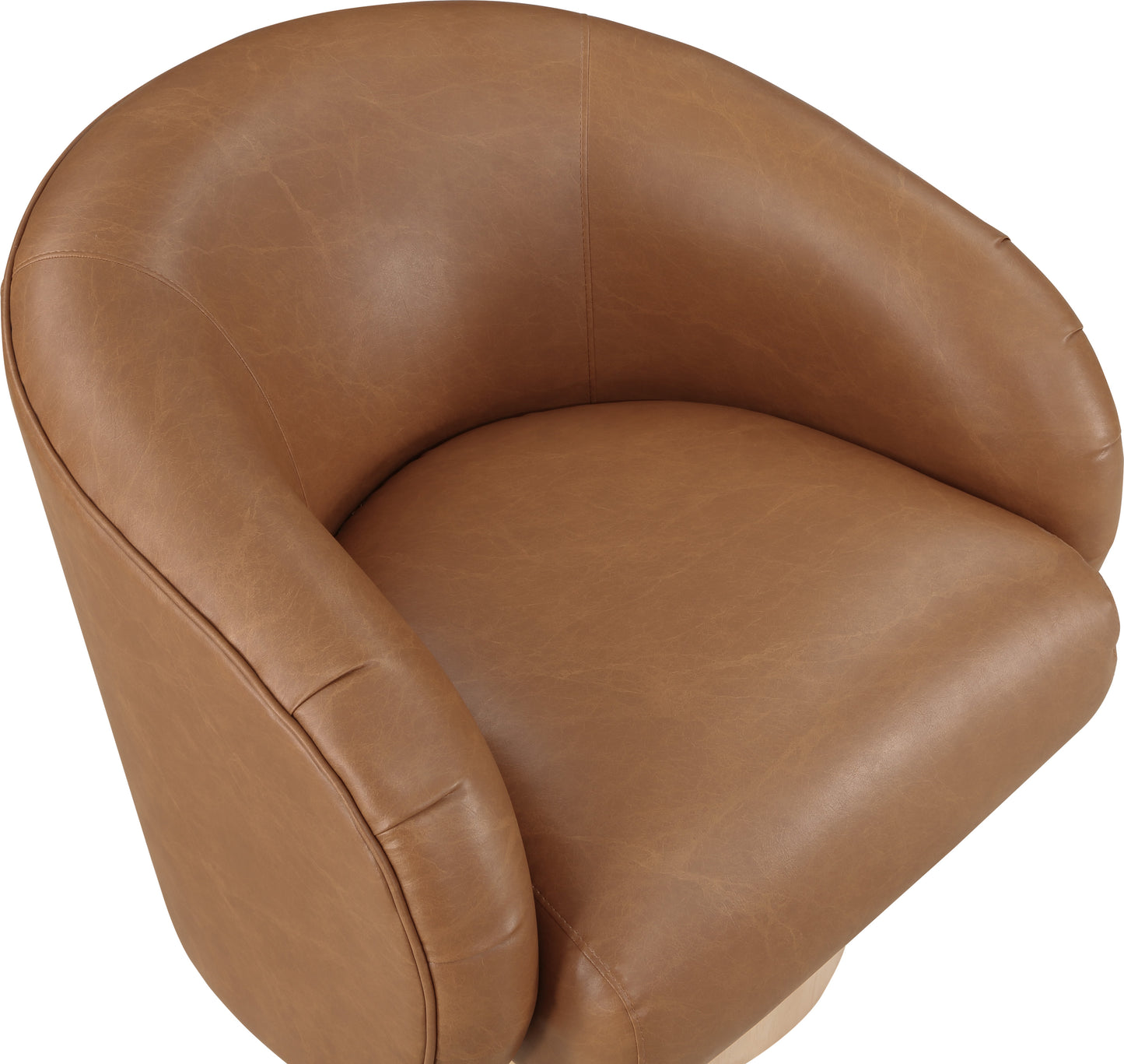 ease cognac faux leather swivel accent chair cognac