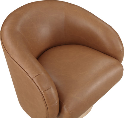 Ease Cognac Faux Leather Swivel Accent Chair Cognac