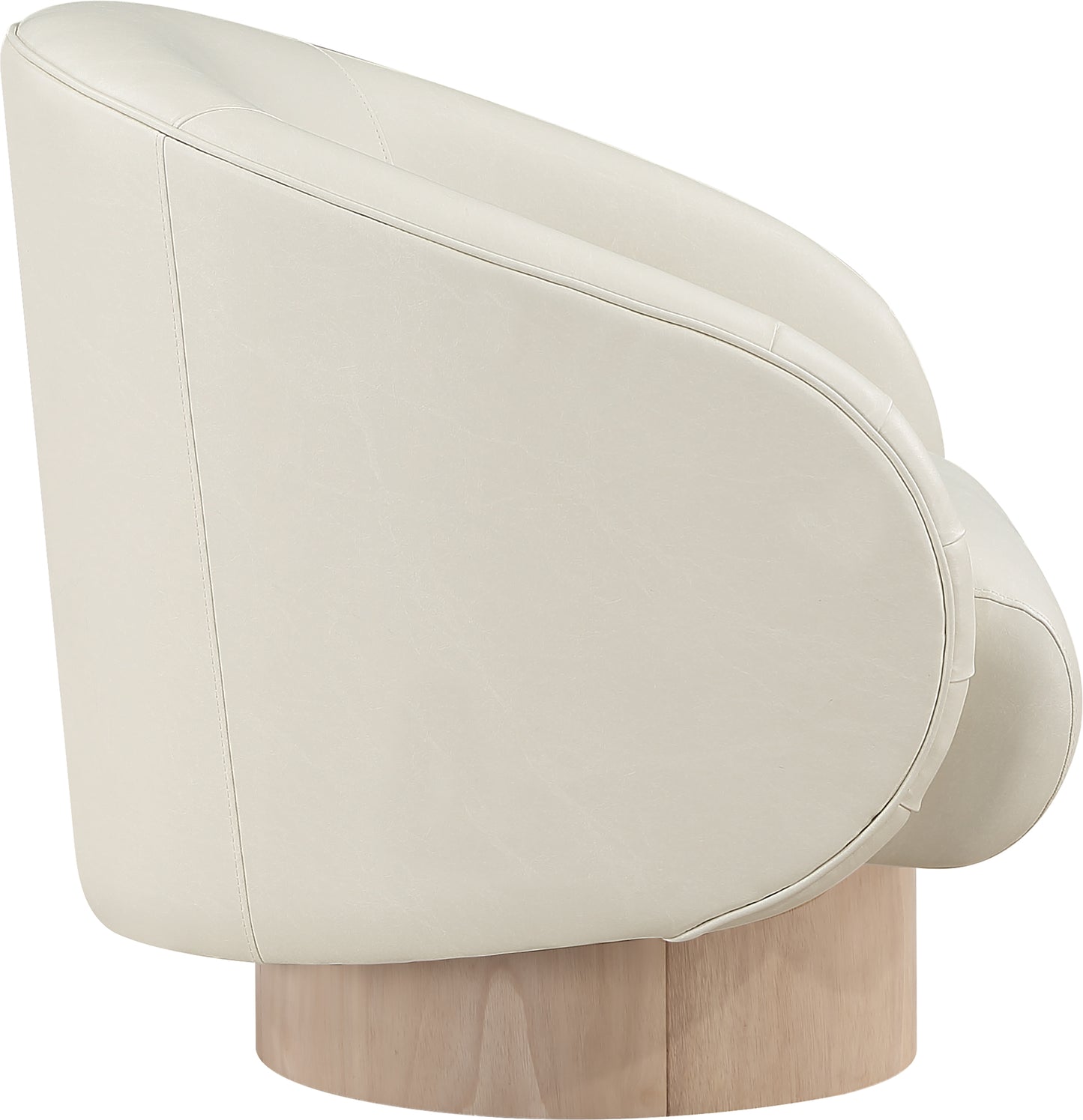 ease cream faux leather swivel accent chair cream