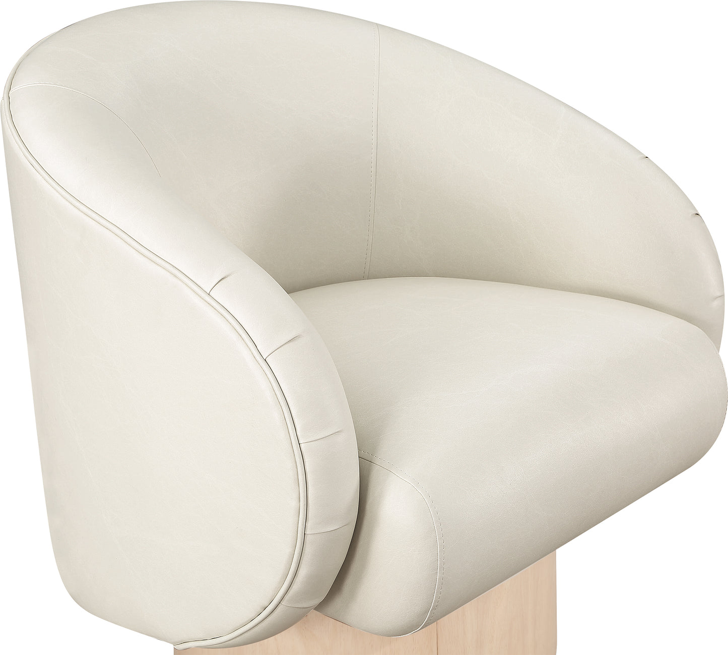 ease cream faux leather swivel accent chair cream