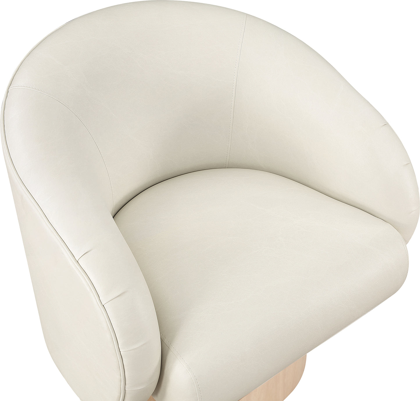 ease cream faux leather swivel accent chair cream