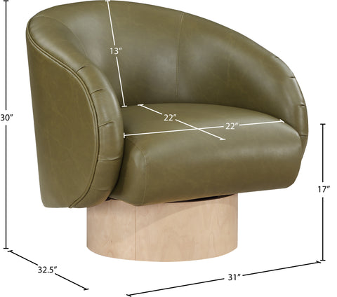 Selene Olive Vegan Leather Upholstered Swivel Accent Chair, 1 Piece