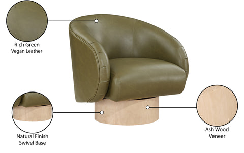 Selene Olive Vegan Leather Upholstered Swivel Accent Chair, 1 Piece