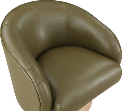 Ease Olive Faux Leather Swivel Accent Chair Olive