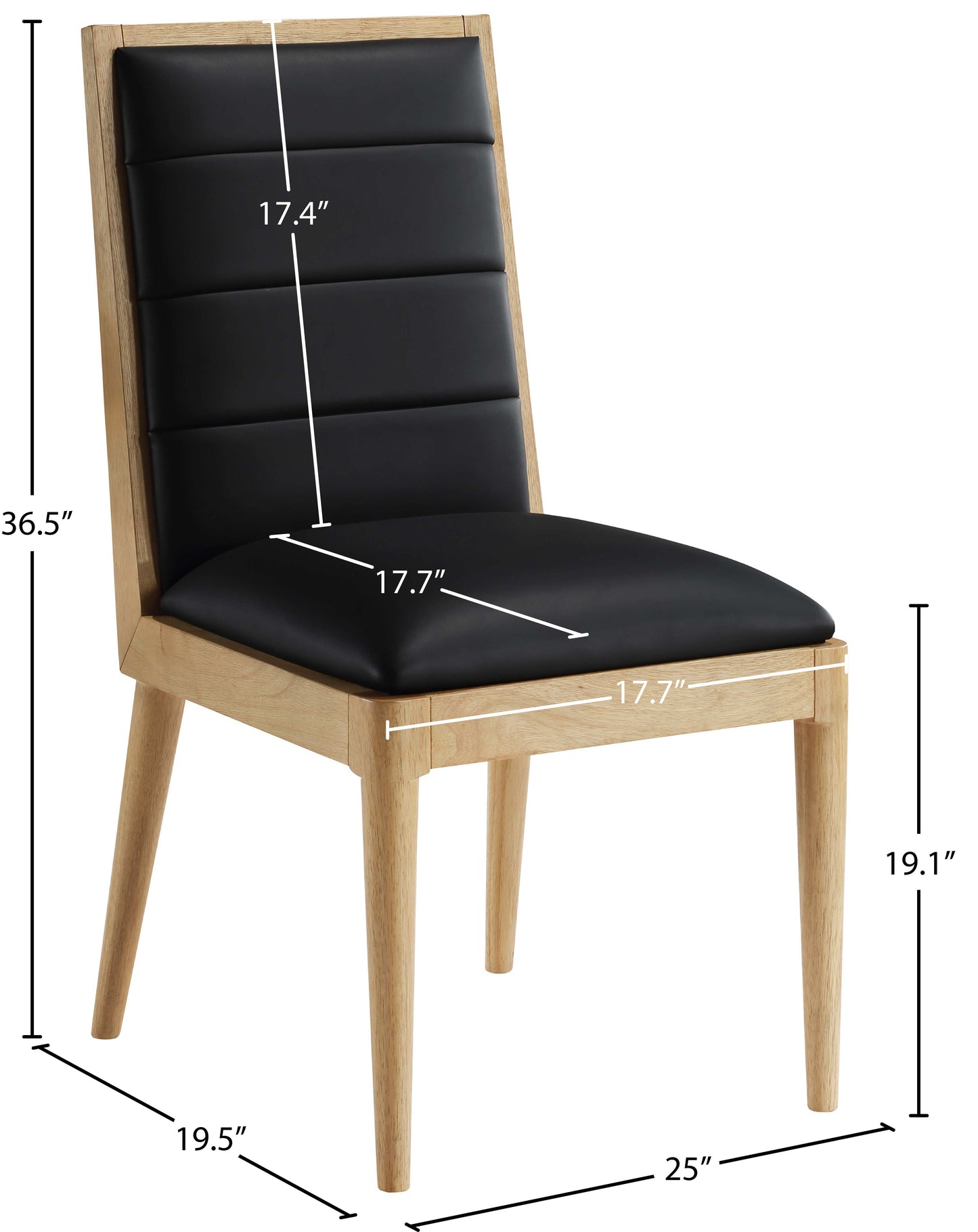 kingdom black faux leather dining chair c