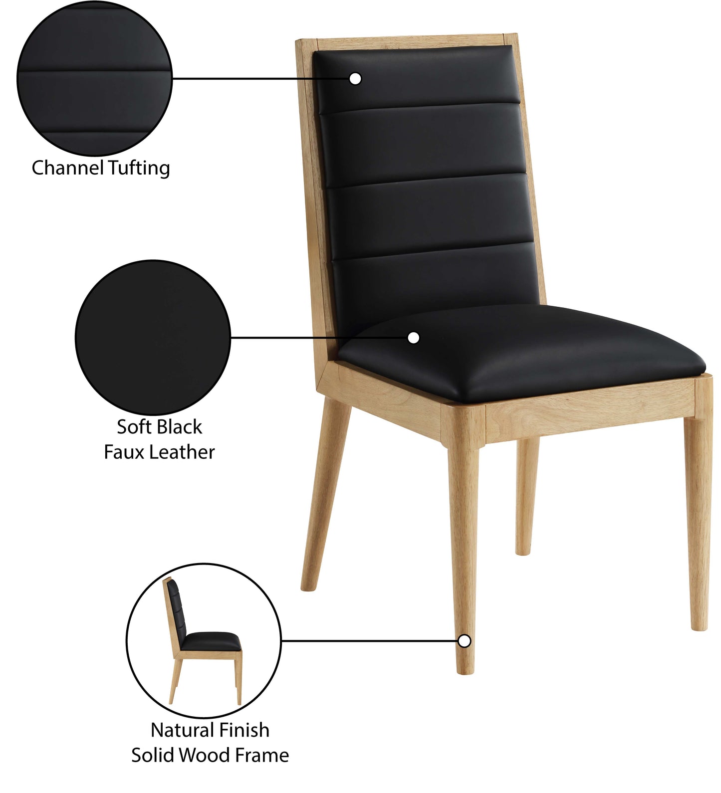 kingdom black faux leather dining chair c