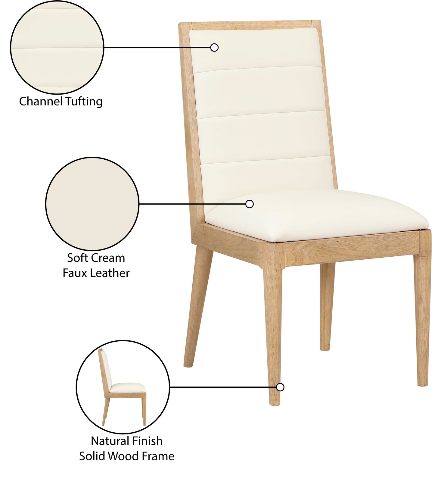 kingdom cream faux leather dining chair c