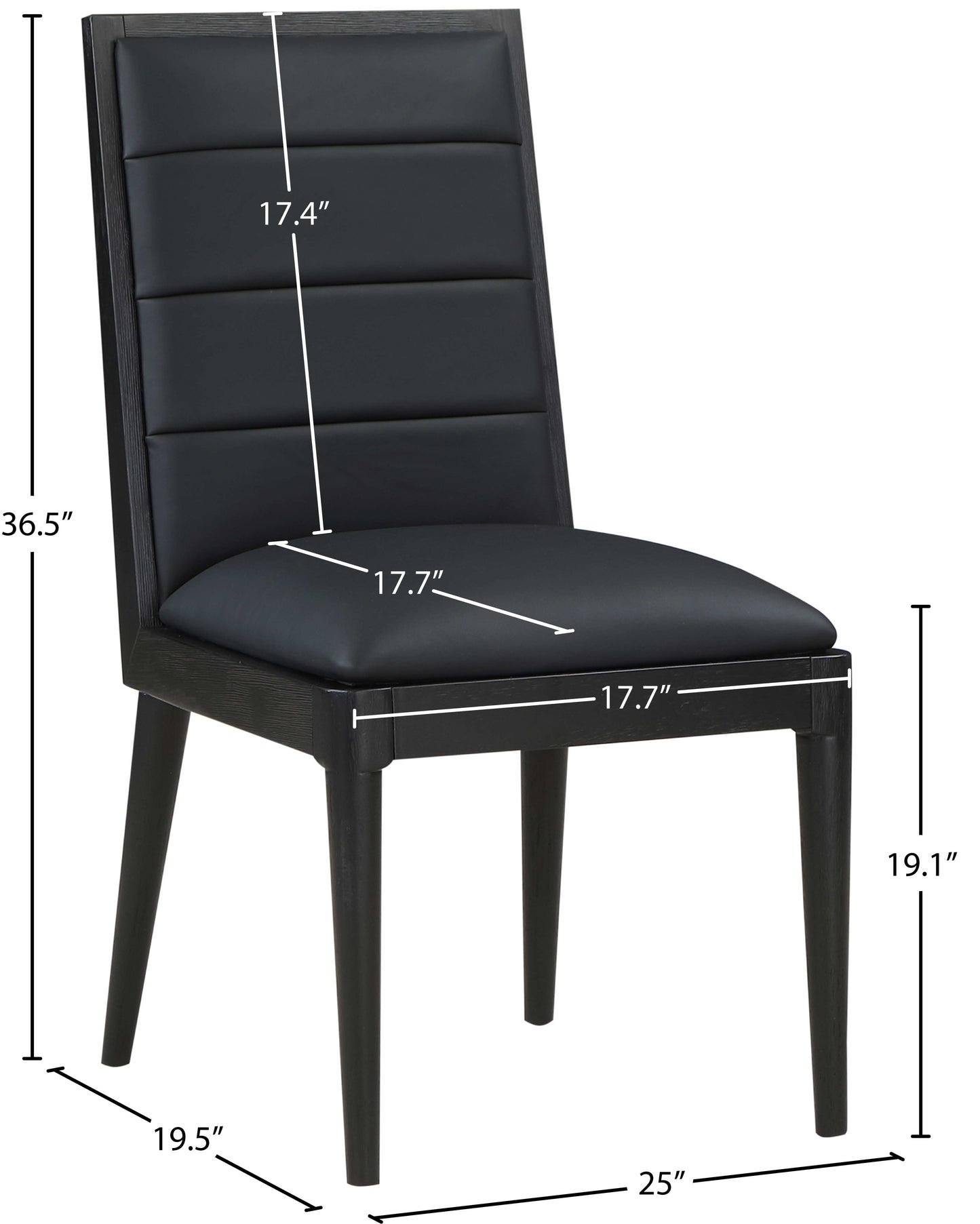 kingdom black faux leather dining chair c