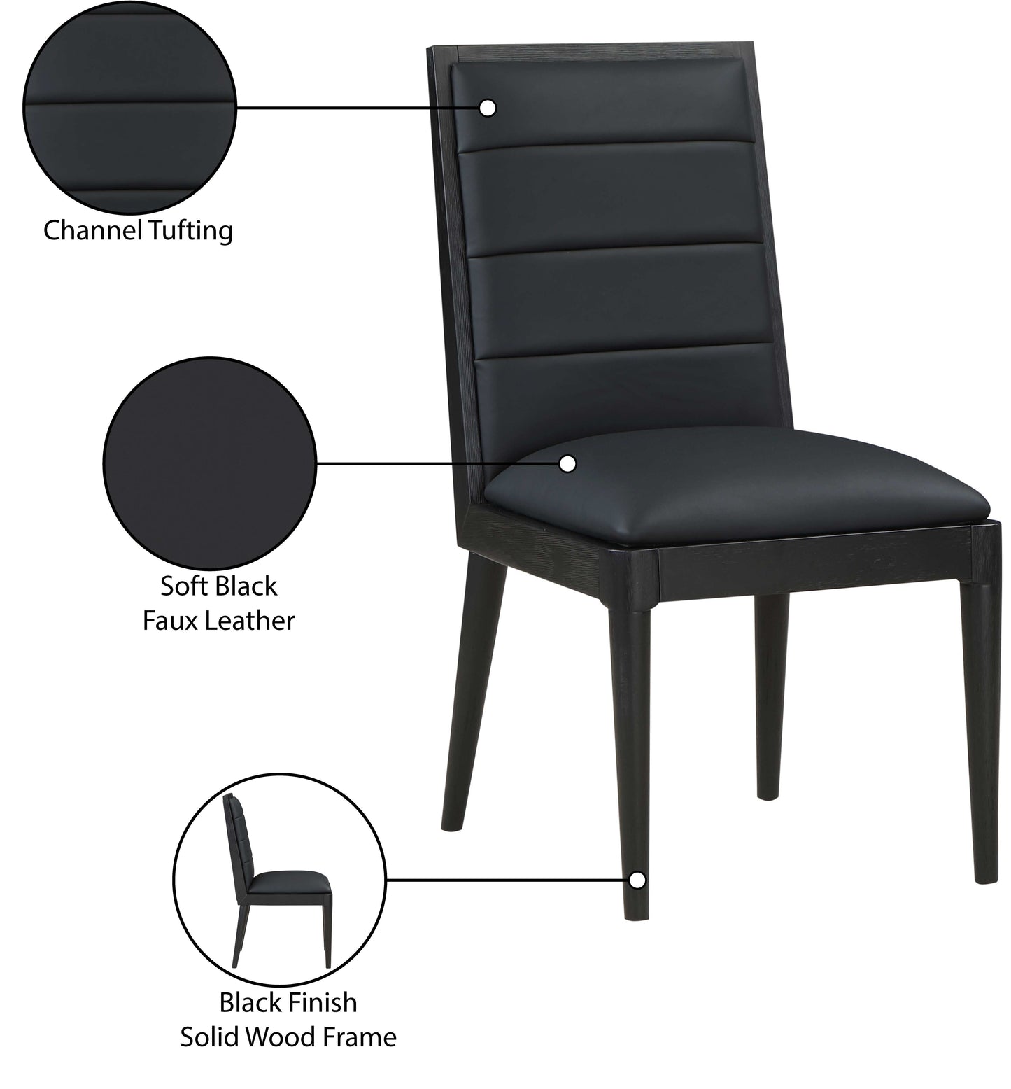 kingdom black faux leather dining chair c