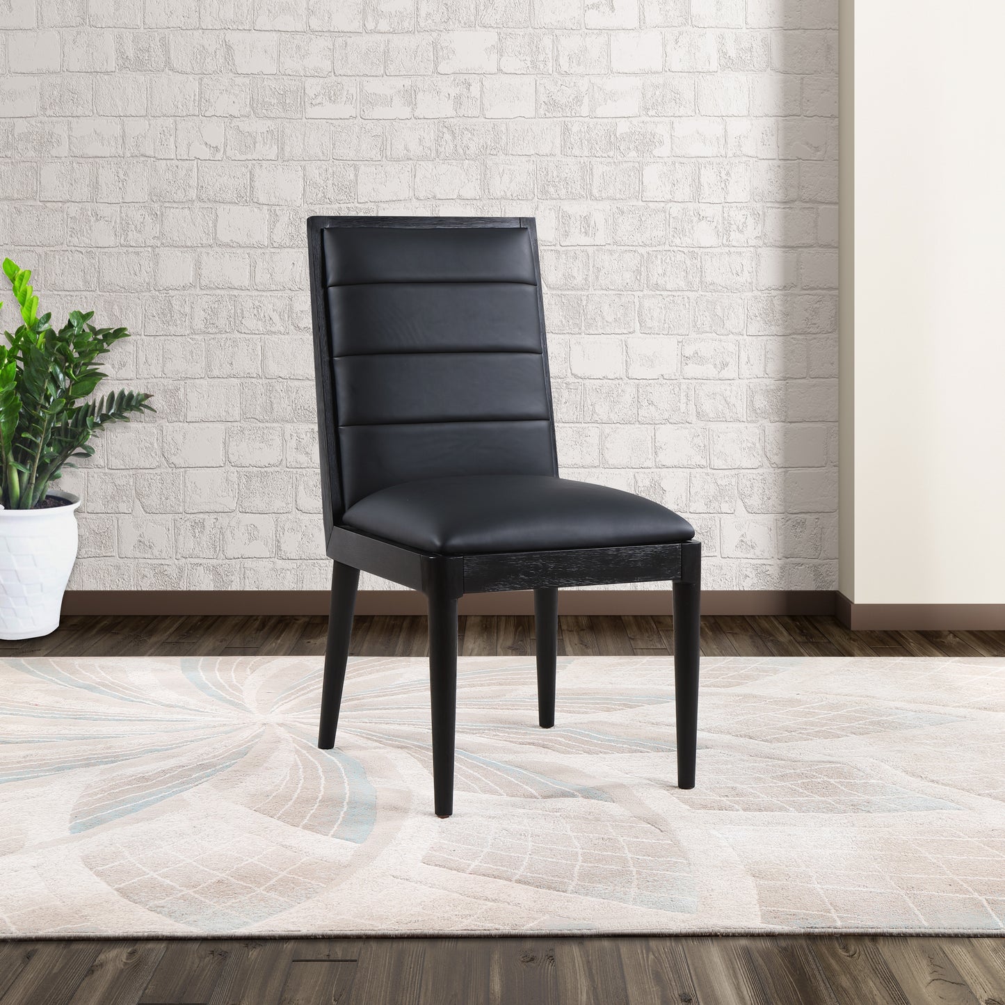 kingdom black faux leather dining chair c