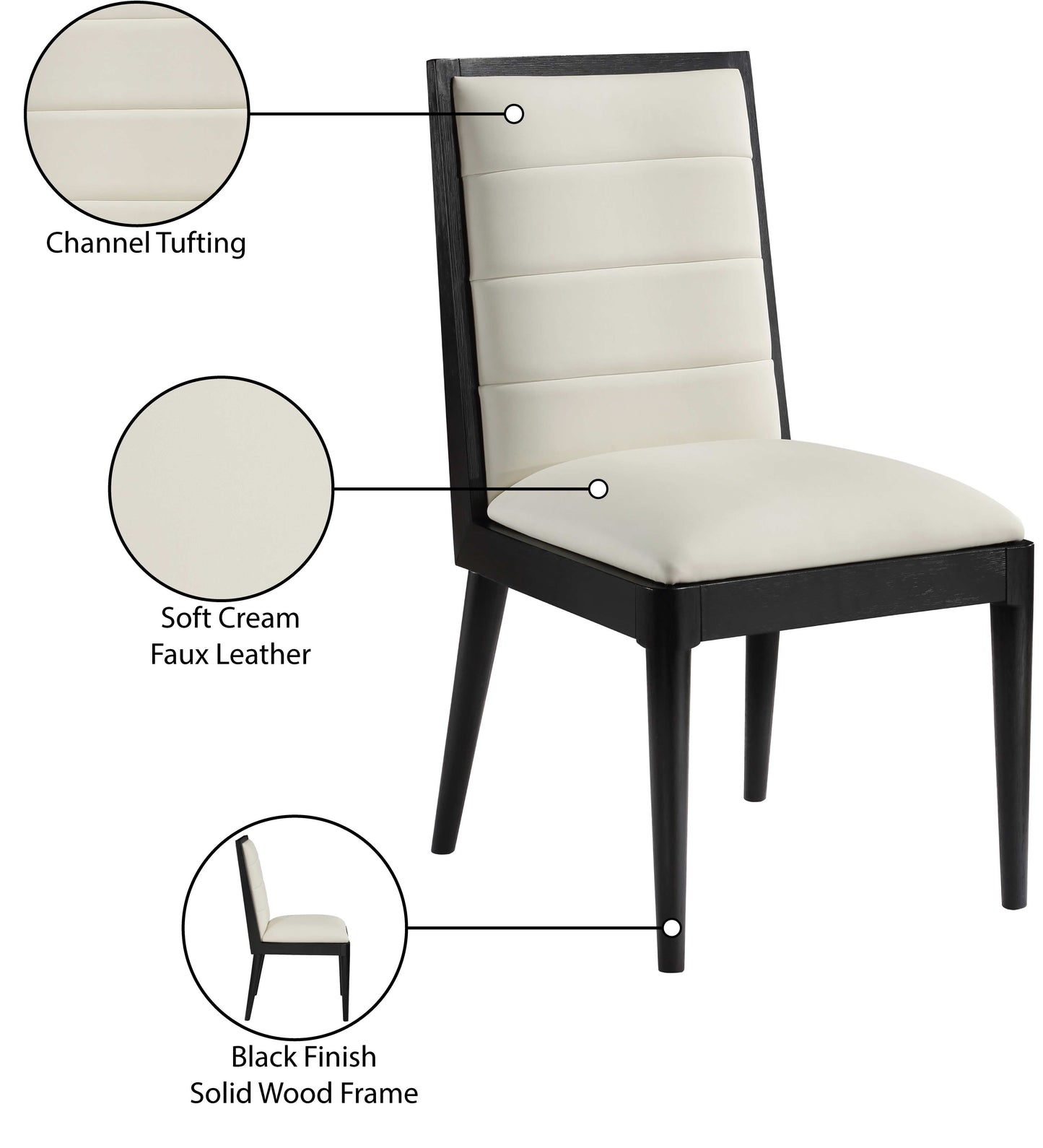 kingdom cream faux leather dining chair c