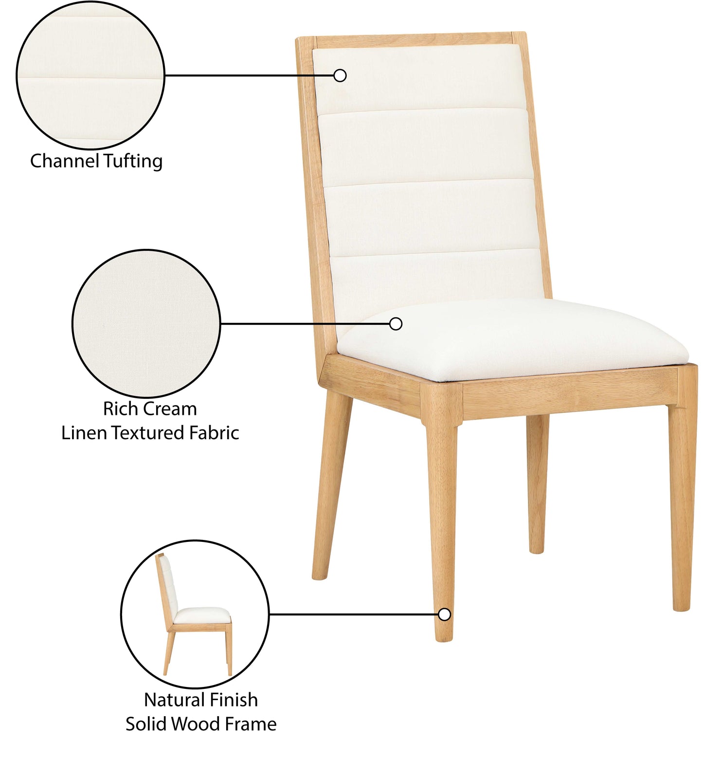 kingdom cream linen textured fabric dining chair c