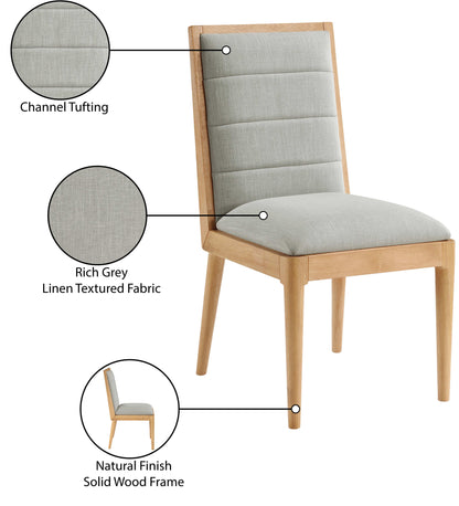 Kingdom Grey Linen Textured Fabric Dining Chair C